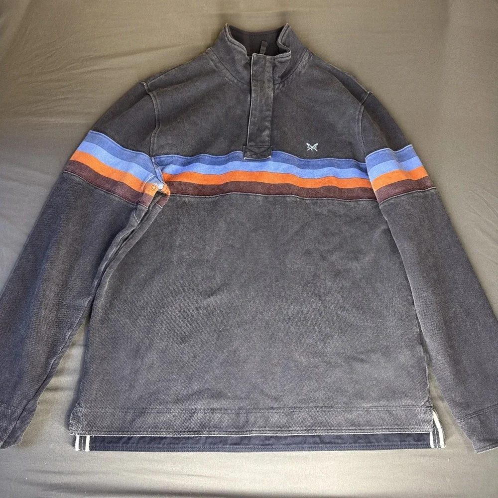 Crew Clothing‎ Company men's M navy cotton Tripe 1/4 zip top, Thick Heavy Nice!